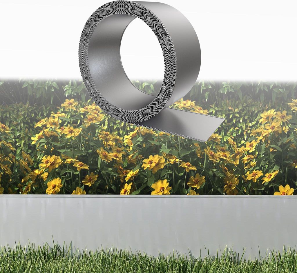 FIVMEN 5M Rasenkanten Metall verzinkt, 15cm hoch – Flexible Beeteinfassung, Mähkante oder Baumring, mit Zahnung & Falz, Ideal für Gartenbegrenz...