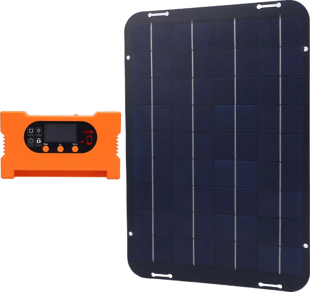 Panneau Solaire 12W 18V Etanche IP65 avec Régulateur pour Usage Externe