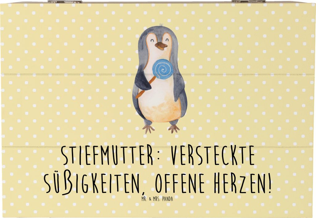 Mr. & Mrs. Panda Truhe Stiefmutter Herzen 22 x 15 cm - Gelb Produktbild 