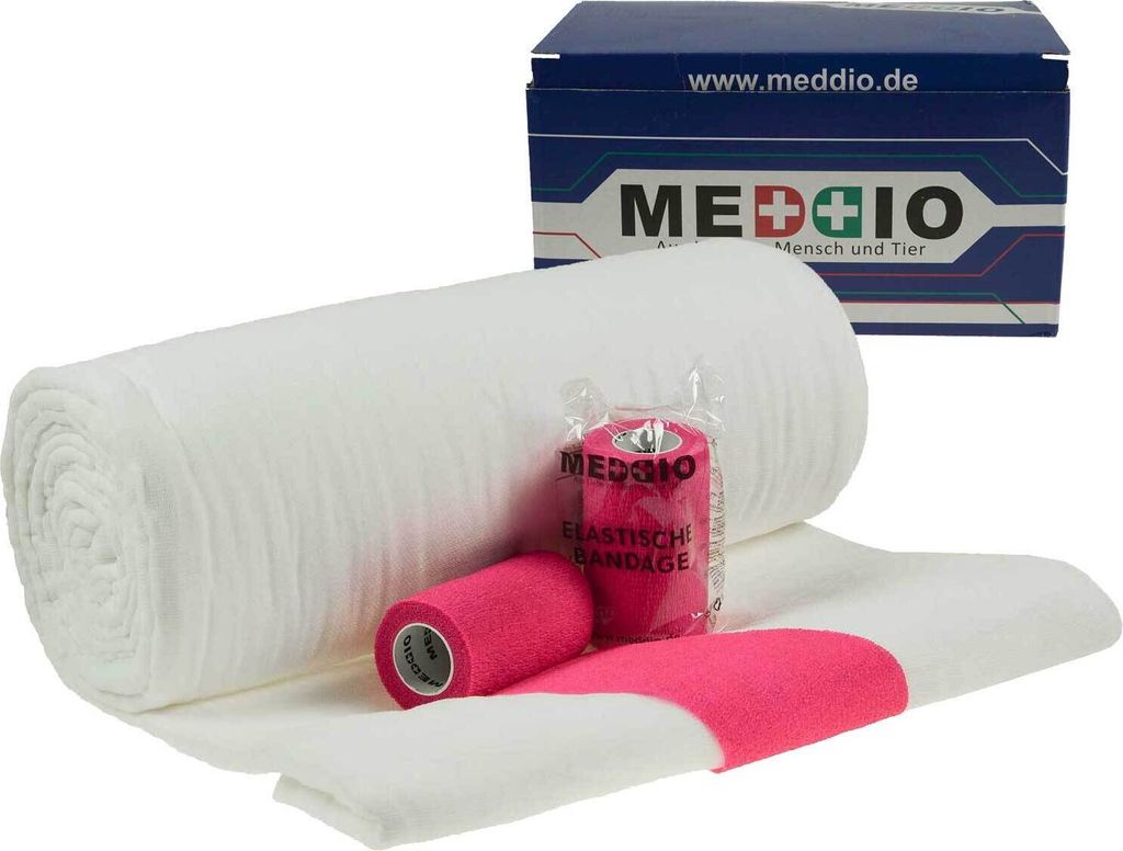 Verbandwatte 40cm + 12 Haftbandagen 10cm neonpink
