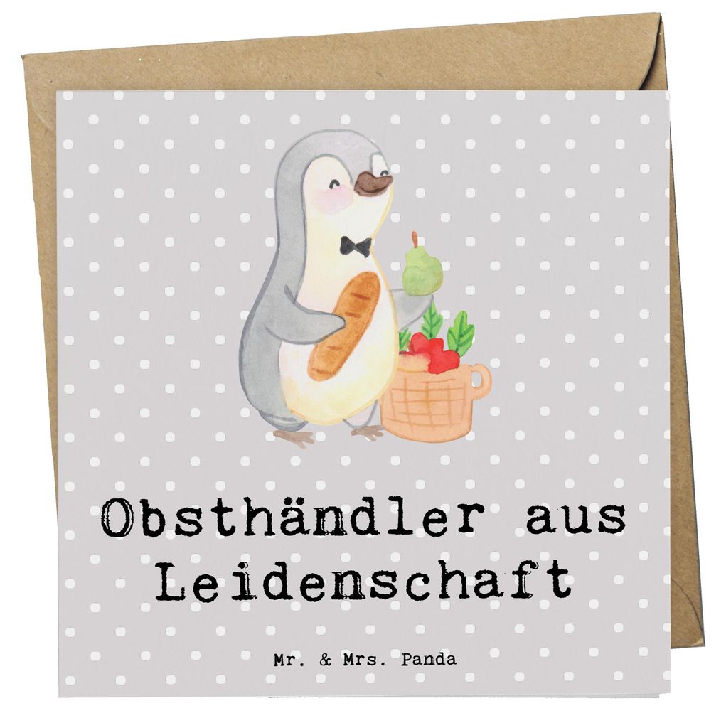 Mr. & Mrs. Panda Grußkarte Obsthändler Leidenschaft - Grau Pastell - Geschenk, doppelkarte, Spruch, Lustig, anlasskarte, Witzig, Obstplantage, Kl...