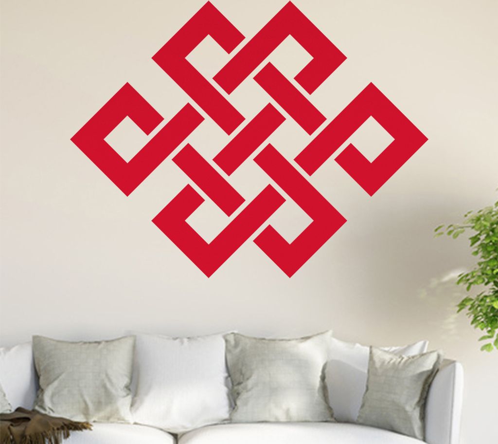 Buddhistischer Endlosknoten Wandtattoo in 6 Größen - Wandaufkleber Wall Sticker - Dekoration, Küche, Wohnzimmer, Schlafzimmer, Badezimmer