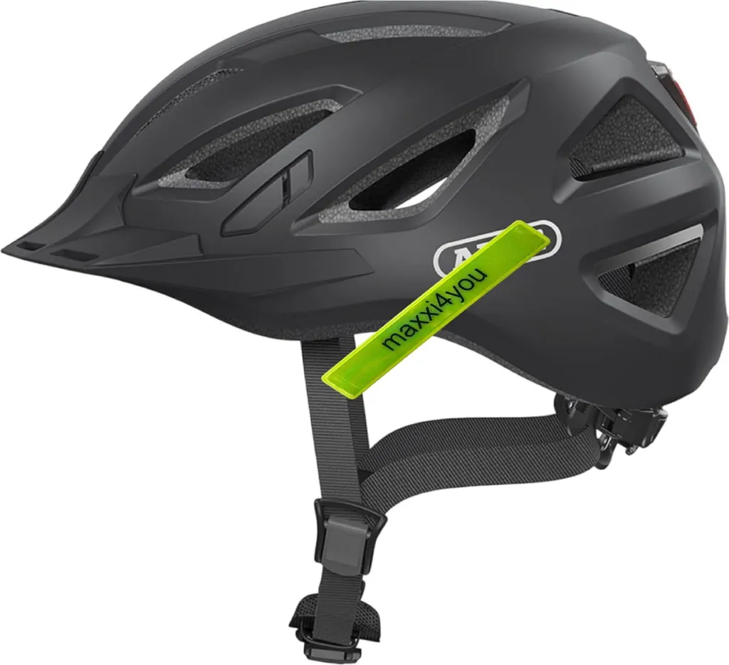 Casque vélo Abus Urban-I 3.0 Noir XL 61-65 cm avec Bande Réfléchissante