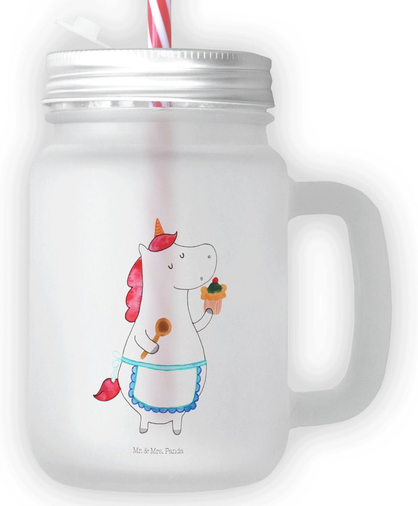 Mr. & Mrs. Panda Cocktailglas Einhorn Küche - Transparent - Geschenk, Torte, Koch, Kuchen, Glas Mit Strohhalm, Mason Jar, Deckel Und, Muffin, Unic...