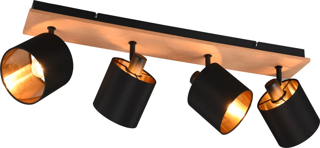 Lampada Soffitto 4 Faretti Tommy Marrone - Design Retro E14 RL