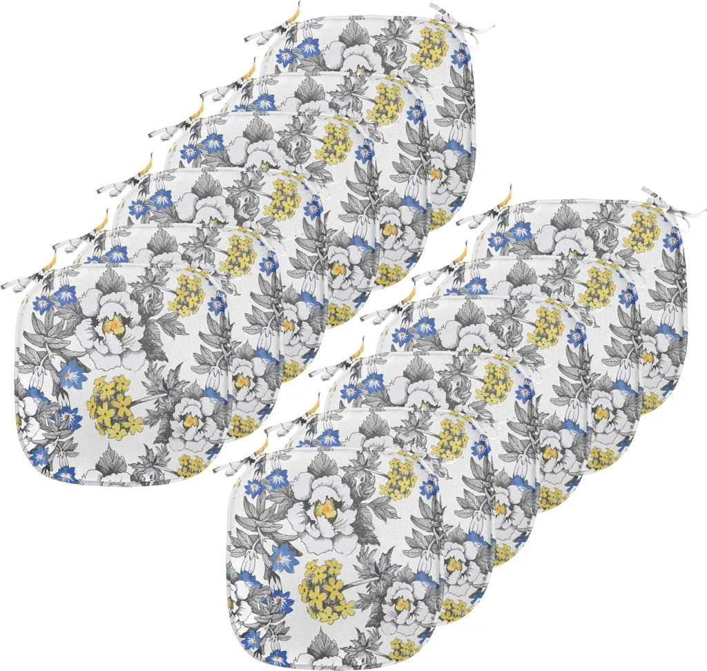 Galettes de Chaise pour Cuisine et Jardin Motif Floral Violet Lot de 12