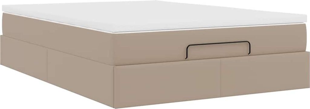 SYFAX Ottoman-Bett mit Matratze Cappuccino-Braun 140x190cm Kunstleder