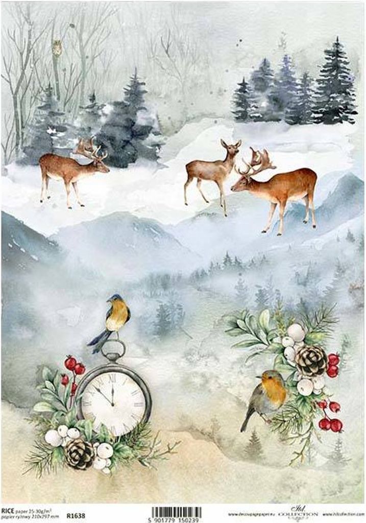 Reispapier für Decoupage ITD-R1638 - A4 Winterlandschaft