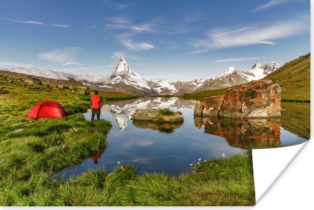 MuchoWow Poster Camping in einer Schweizer Landschaft 90x60 cm - Schlafzimmer