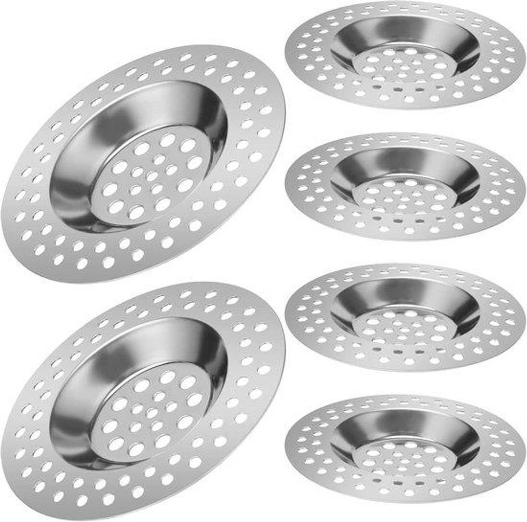 Famanu Abflussfilter Set 6 Stück - Edelstahl, 7 x 0,7 cm