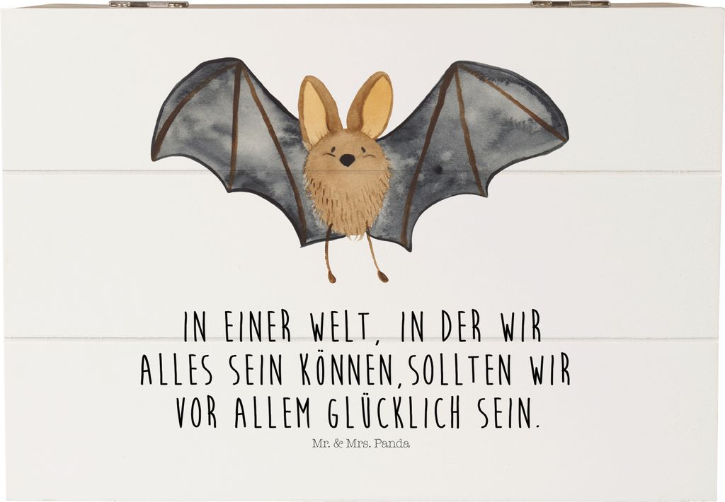 Mr. & Mrs. Panda Box Fledermaus Flügel 22 x 15 cm - Weiß - Geschenk, Lustige Sprüche, Schatzkiste, Truhe, fotobox, Holzkiste, Aufbewahrungsbox Holz