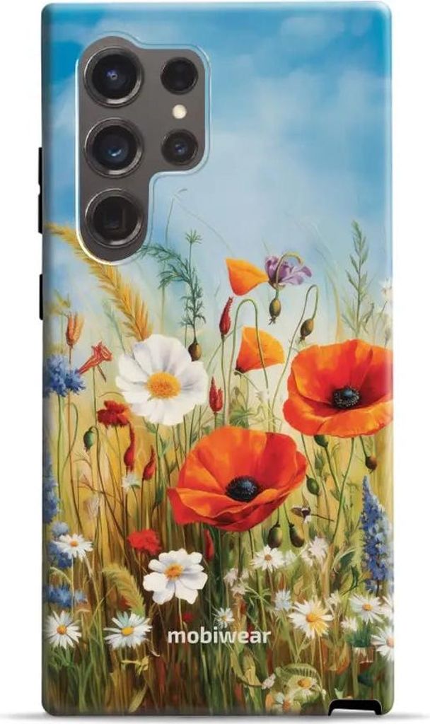 Handyhülle für Galaxy S24 Ultra, Mobiwear Elite Pro, Wiesenblumen