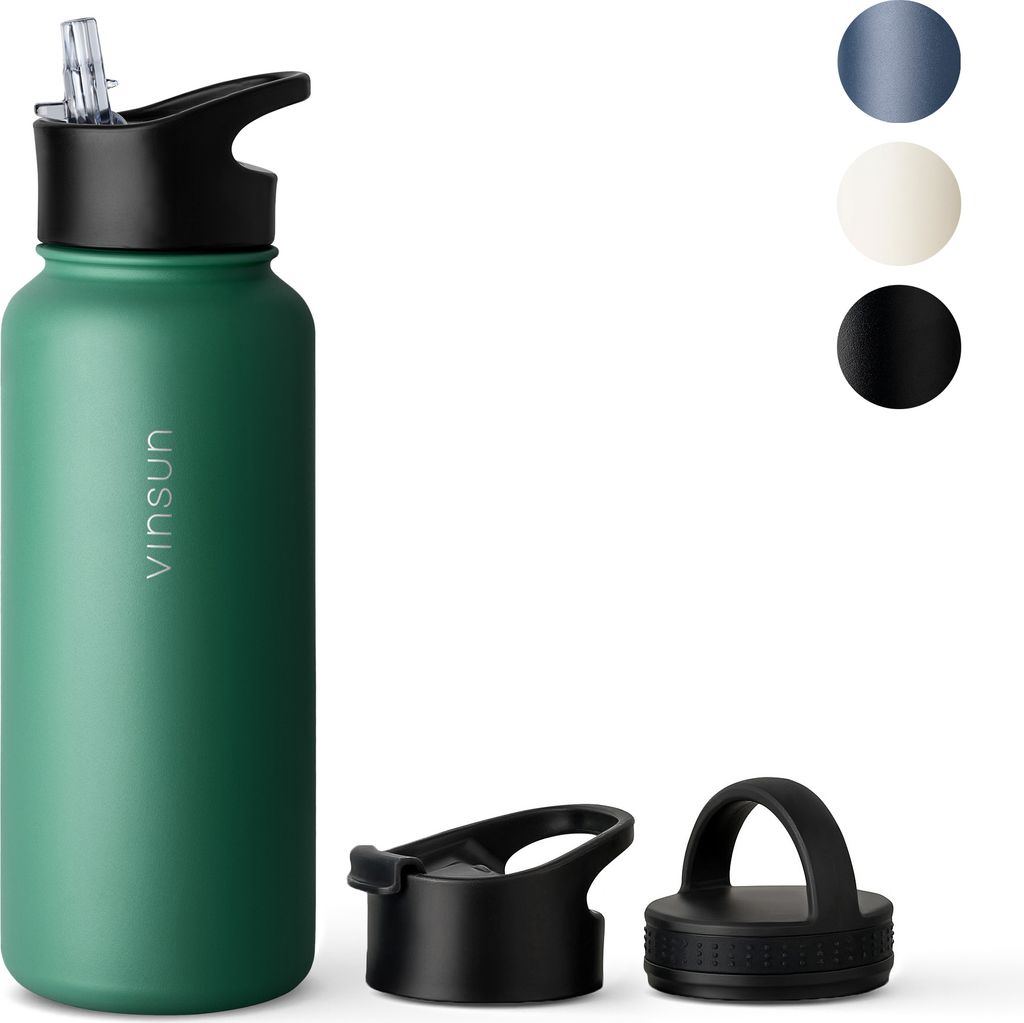 Trinkflasche Edelstahl 1L Thermo Flasche Sport Gym Isolierflasche grün Vinsun