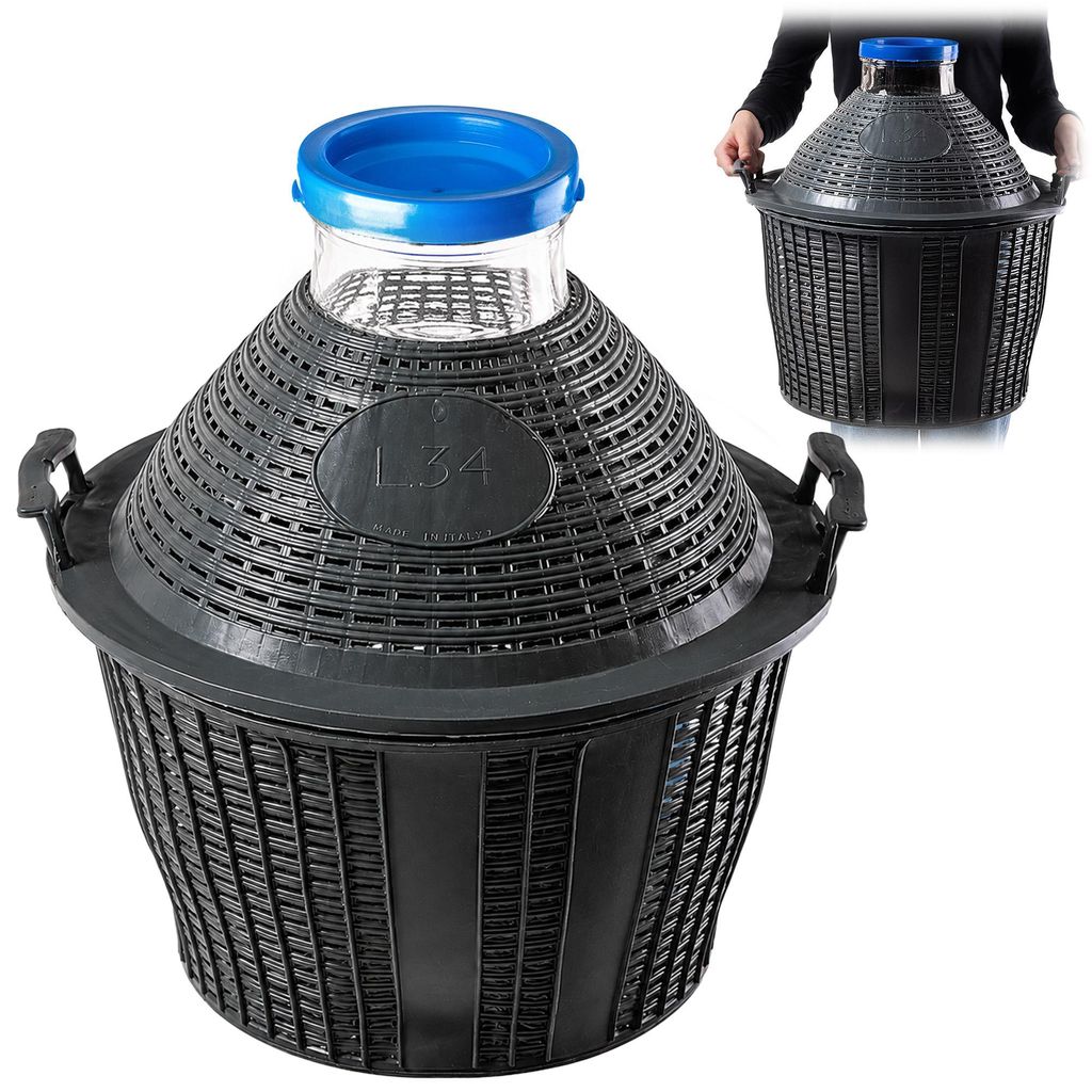 KADAX Bonbonne en verre avec panier en plastique "Fonte", Image du produit 