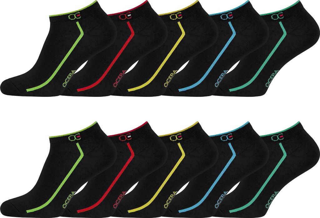 Schwarze Sneaker Uni mit  bunten Neon Streifen in Gr. 47-50 Produktbild 