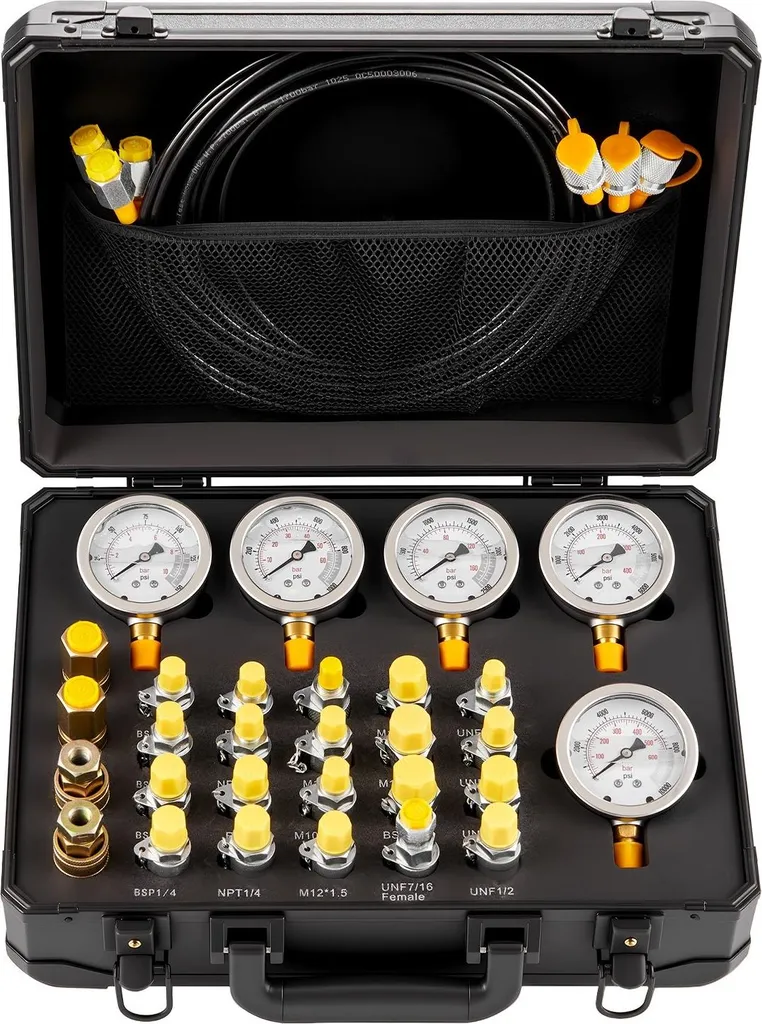 Coffret de diagnostic hydraulique complet avec manomètres et raccords - 9