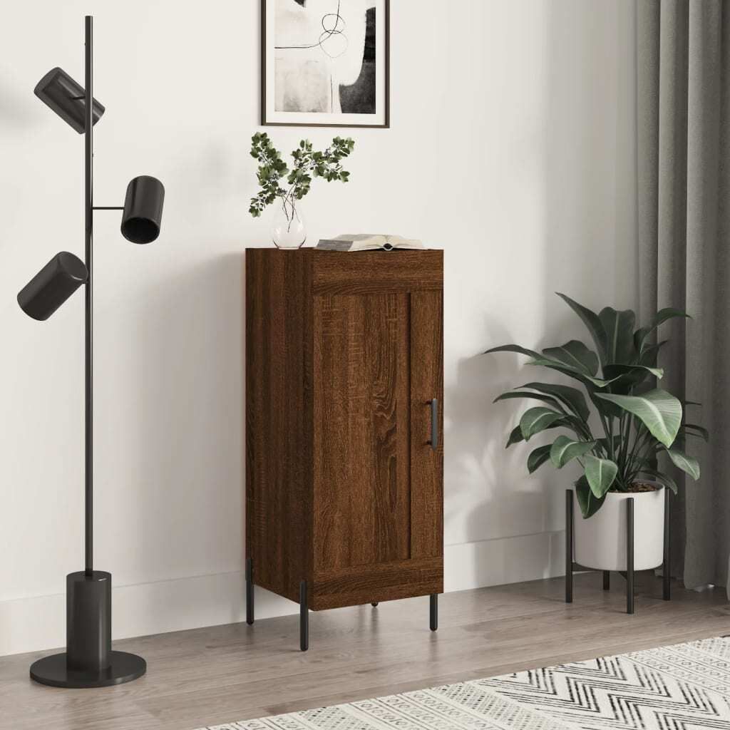 "Rabatt" Mehrzweckschrank/Vitrine/Sideboard - Modernes Design - Braun Eichen-Optik 34,5x34x90 cm Holzwerkstoff - Kommoden CC22567