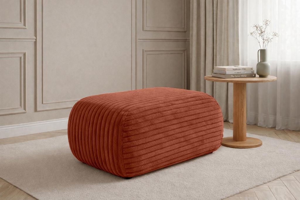 Kaiser Möbel Hocker Sitzpouf für Wohnzimmer, Cordstoff Tilia, Kupfer, BIS