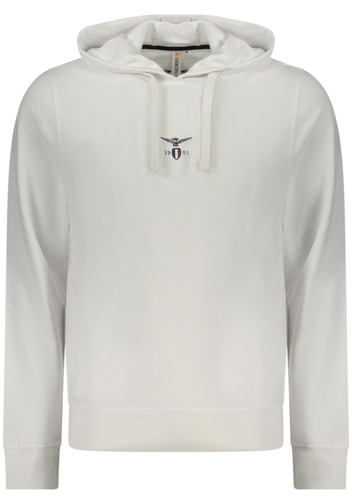 Weißes Herren Hoodie mit Reliefdruck - Sportlicher Look ohne Reißverschluss