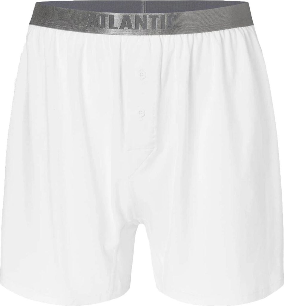 Atlantic Herren Boxershorts - Lange Beine, Weiche Baumwolle Pima & Modal, Mit Elasthan, Bequem & Luftig, Weiß, Mit Eingriff, Externe Gummiband, Kl...