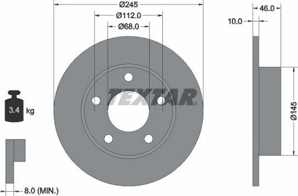 Disque de frein Audi A8 4D Textar 92037400 pour un entretien optimal OE