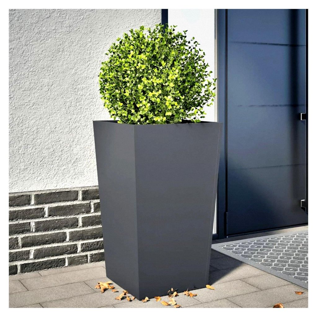Pflanzkübel Anthrazit 45x45x75 cm Stahl, Blumentopf für Außenbereich