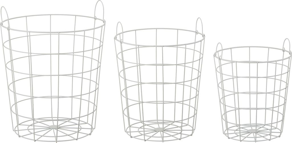3er Set Metallkorb mit Henkel (weiß)