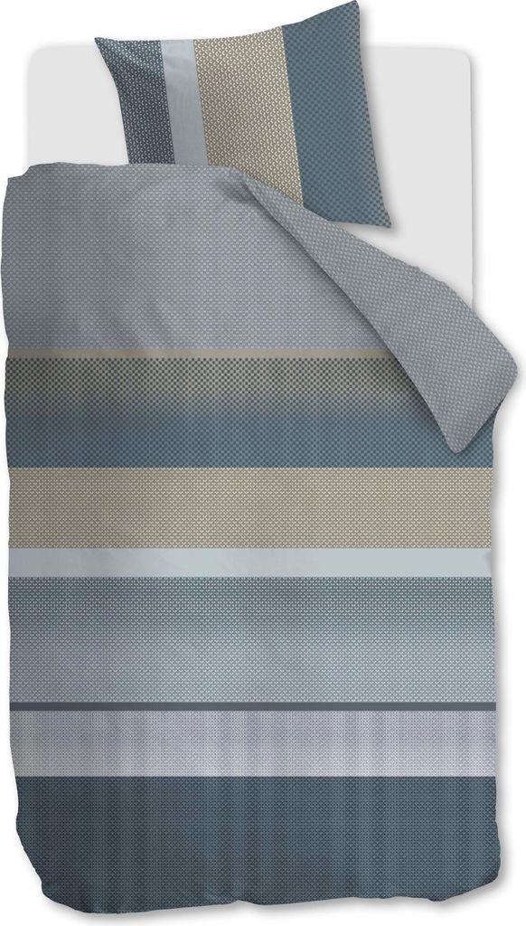 Beddinghouse Bettwäsche Baumwollsatin - Mirthe, blau 135 x 200 cm edler Glanz, blau gestreift