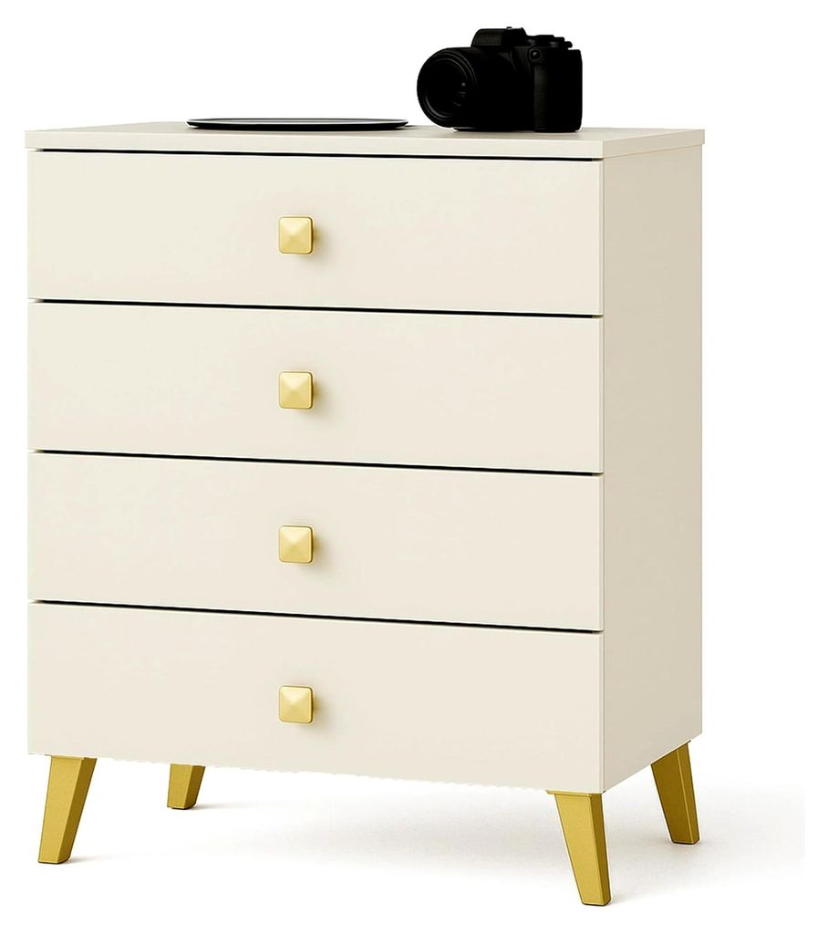 Kommode MOBI mit 4 Schubladen, Schrank für Wohnzimmer und Schlafzimmer, 16mm laminierte Platte, B60xH73xT37 cm, Farbe Kaschmir