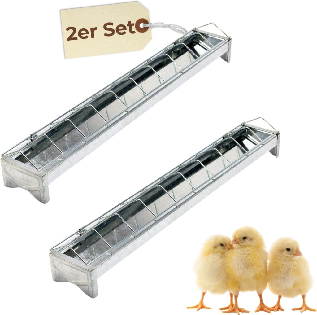 2er Set Futterspender Hühner 50 cm Futterrinne Futtertrog Produktbild 