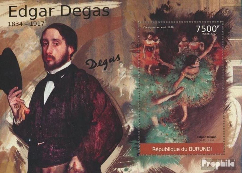 Briefmarken Burundi 2012 Mi Block 204 (kompl. Ausgabe) postfrisch Gemälde von Edgar Degas (1834-1917)