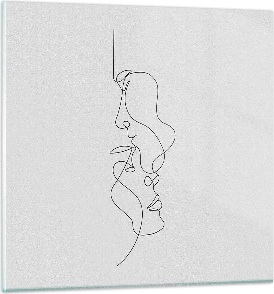 Bilder auf glas - Einteilig - Stück Linear Paar - 70x70cm - Glasbilder - Wandbilder - Bilder - zum Aufhängen bereit - Wanddekoration aus Glas - G...