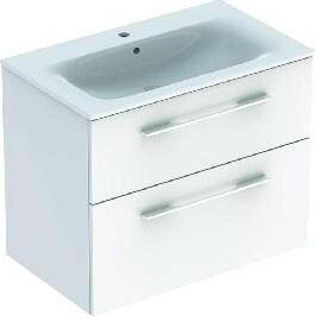 Geberit Selnova Square - Waschbeckenschrank 635x538x480 mm, mit Waschbecken, 2 Schlubladen, glänzend Weiß 501.240.00.1
