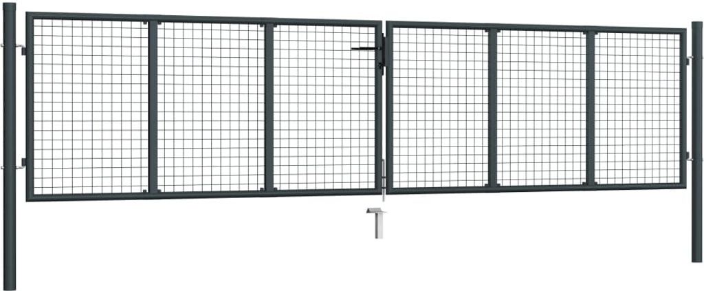 vidaXL Maschen-Gartentor verzinkter Stahl 400 x 75 cm Grau Produktbild 