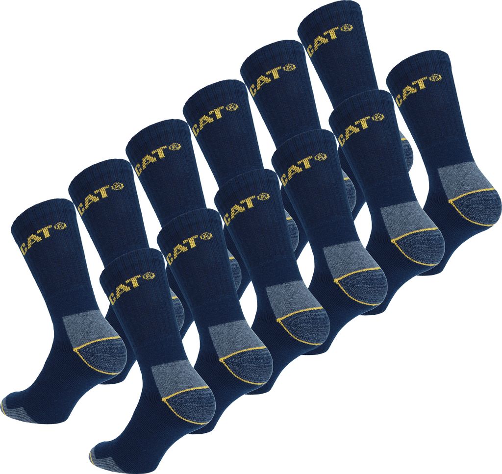 Caterpillar 12 Paar Socken / Arbeitssocken Verstärkte Spitze Ferse Baumwolle Blau46-50