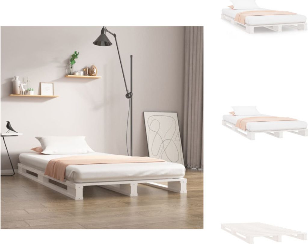 vidaXL Palettenbett Weiß 90x190 cm Massivholz Kiefer - Betten & Bettgestelle