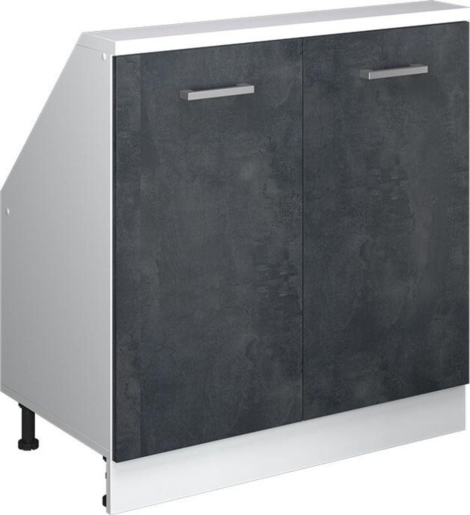 Vicco Dachschrägenschrank Rion, mit 2 Türen, Schwarz Beton/Weiß/Weiß