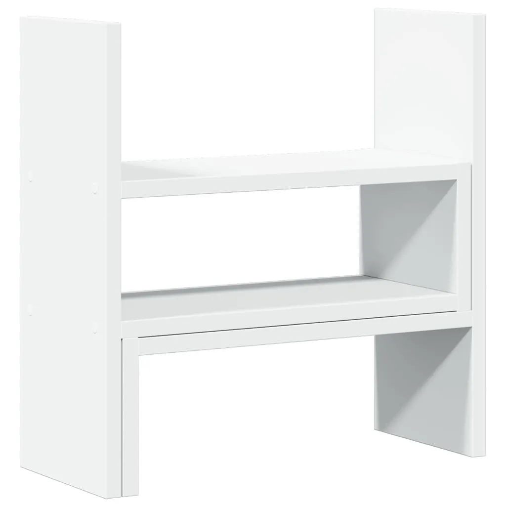 Organiseur de Bureau Blanc Réglable 40 cm - Rangement Étagère en 2 Parties