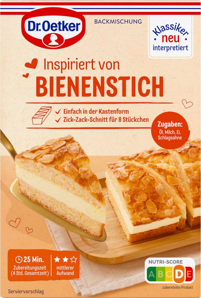 A product package for a cake mix, featuring an image of the finished cake.