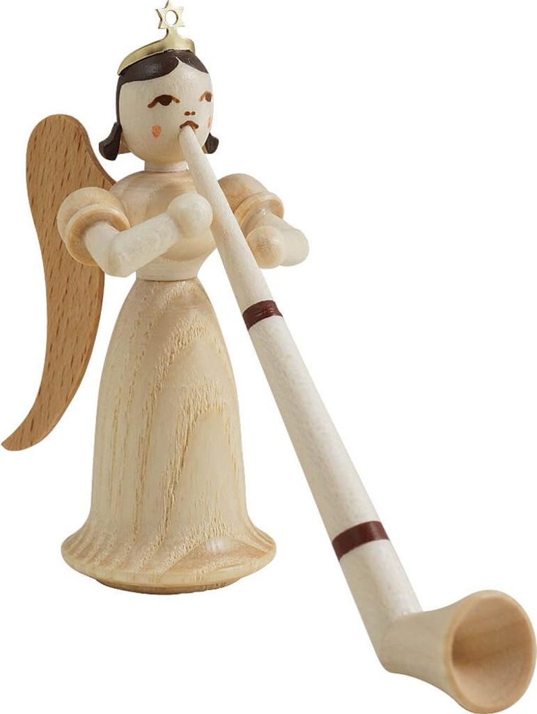 Langrockengel mit Alphorn, natur (6,6cm) von Blank Kunsthandwerk