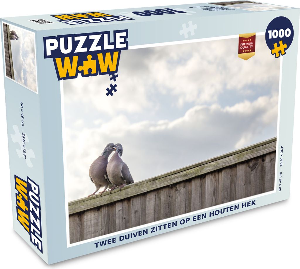MuchoWow Puzzle 1000 Teile Zwei Tauben sitzen auf einem Holzzaun - Erwachsene - Rätsel