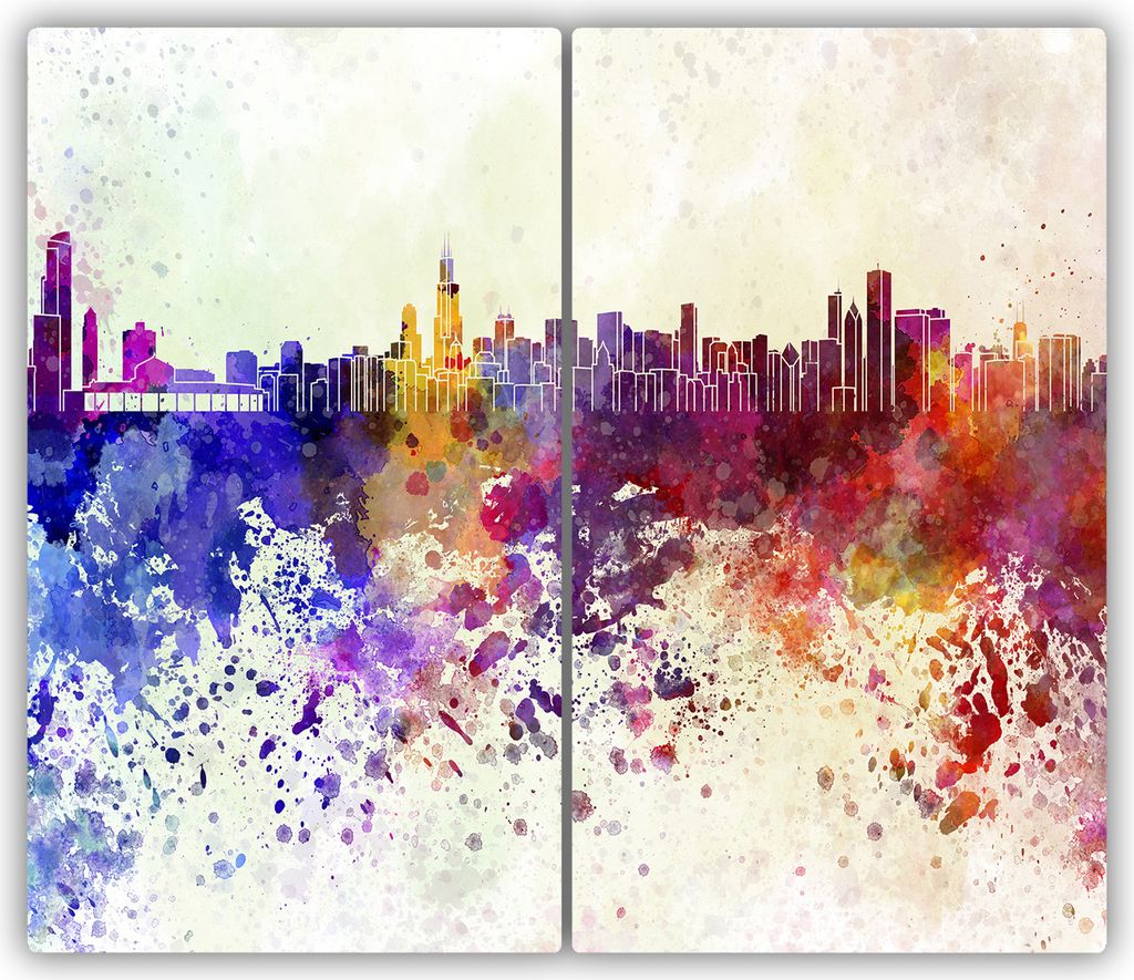 Tulup Glas-Herdabdeckplatte - 2x30x52cm - Glaskeramikkochfeld-Abdeckung Spritzschutz Zweiteilig Chicago