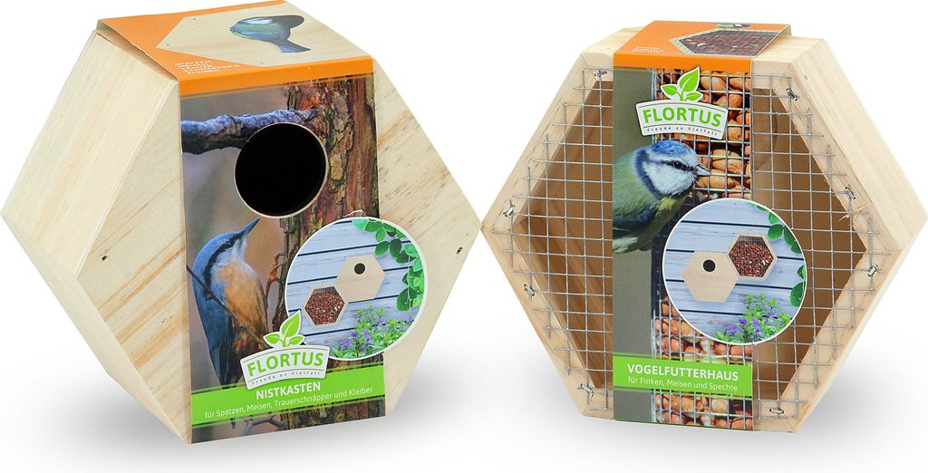 Vogelfutterhaus und Nistkasten Set | Vogelzubehör & Vogelbedarf von FLORTUS