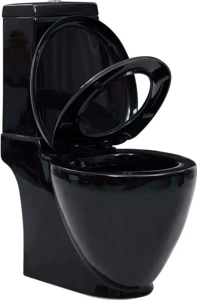 vidaXL Toilettes en céramique noire avec sortie horizontale standard