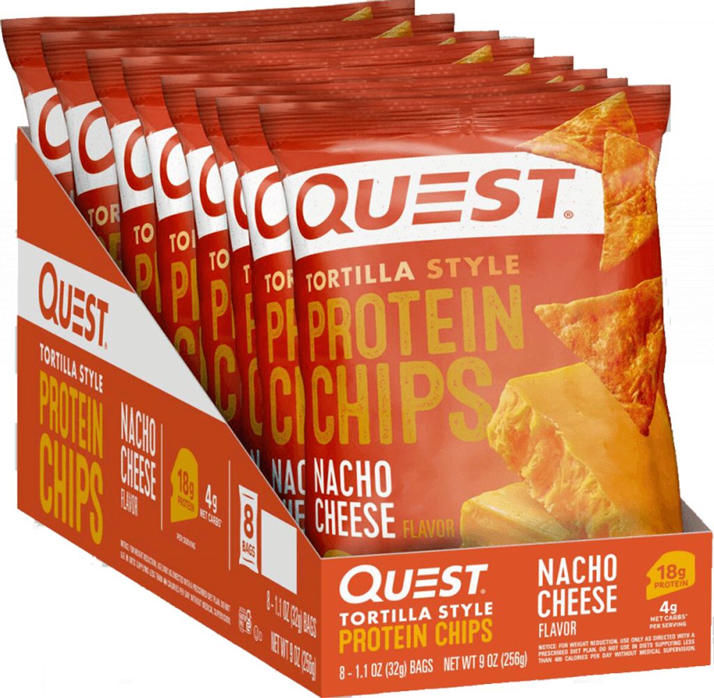 Quest Nutrition Protein Tortilla Chips (8x32g) Nacho Cheese Produktbild 