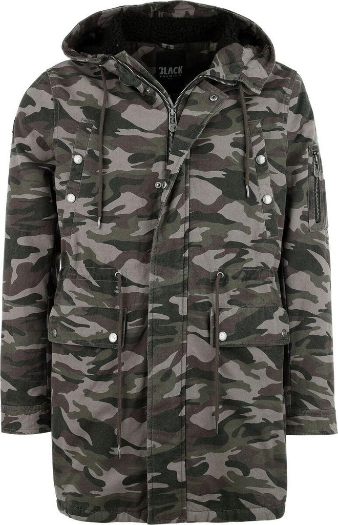 Black Premium by EMP Herren schwarze Winterjacke mit Innentasche S