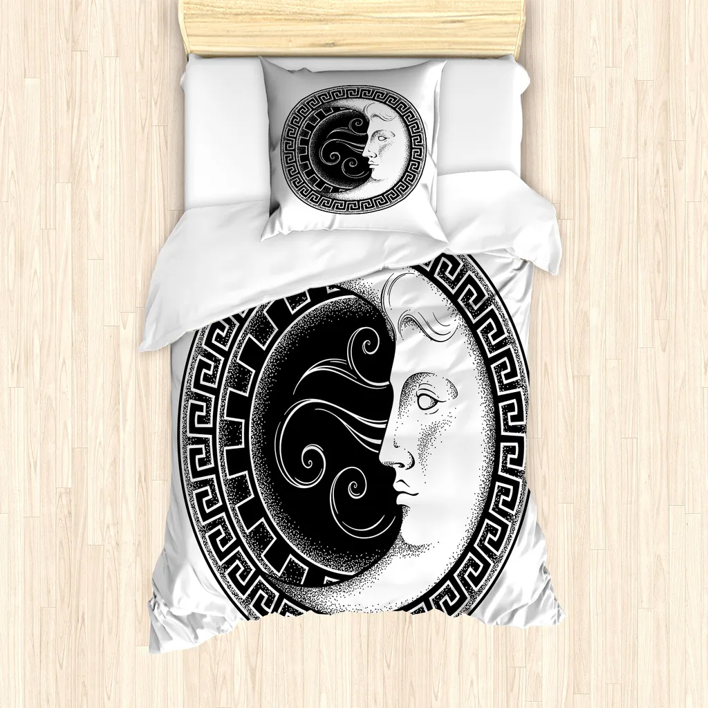 ABAKUHAUS Magic Moon Set Copripiumino Singolo Antiacaro Grigio Antracite