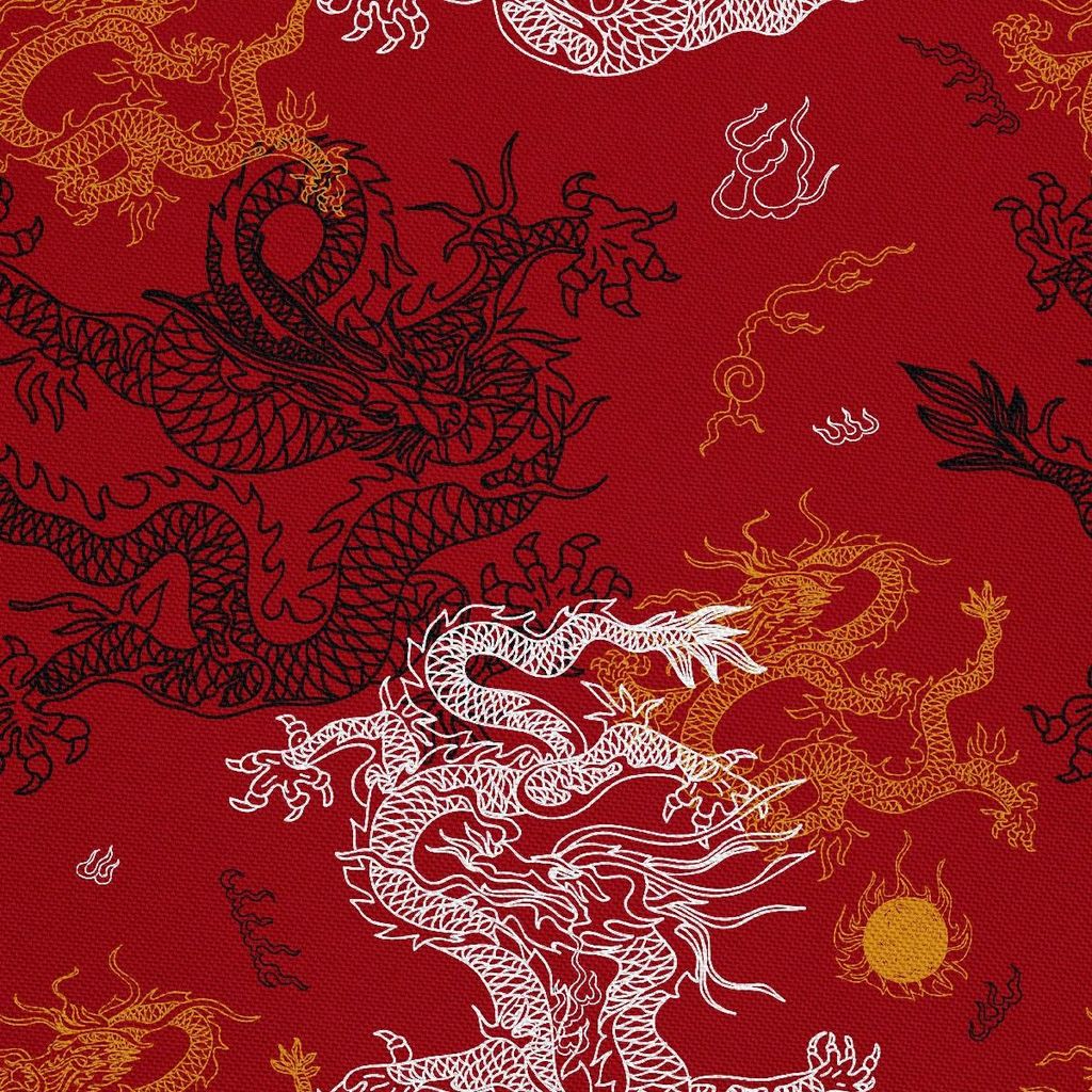 OUTDOOR DEKOSTOFFE OXFORD - Motiv chinesischer Drache