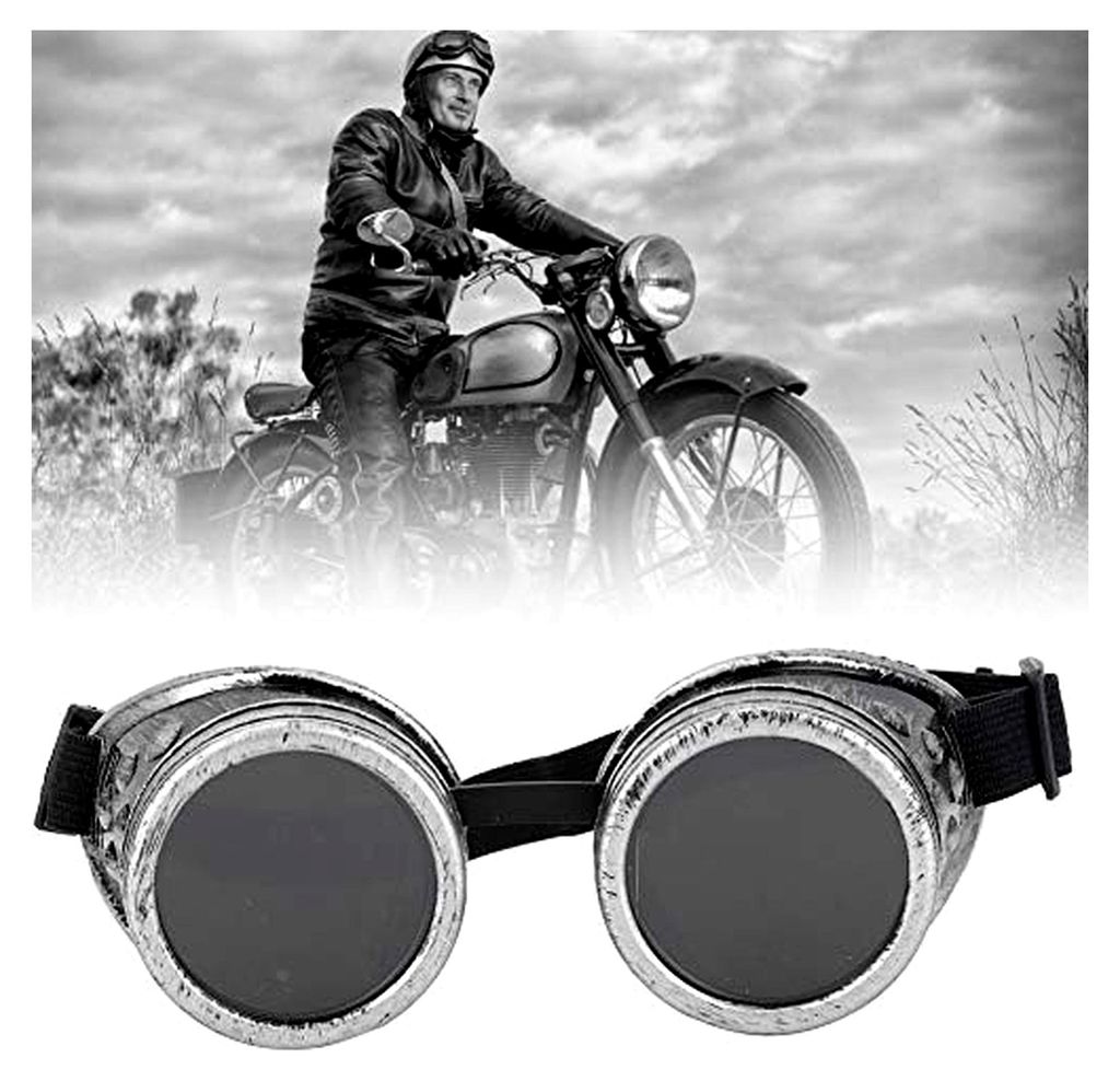Steampunk Brille, Steampunk Accessoires, Schutzbrille mit Sehstärke, Retro Gletscherbrille für Erwachsene