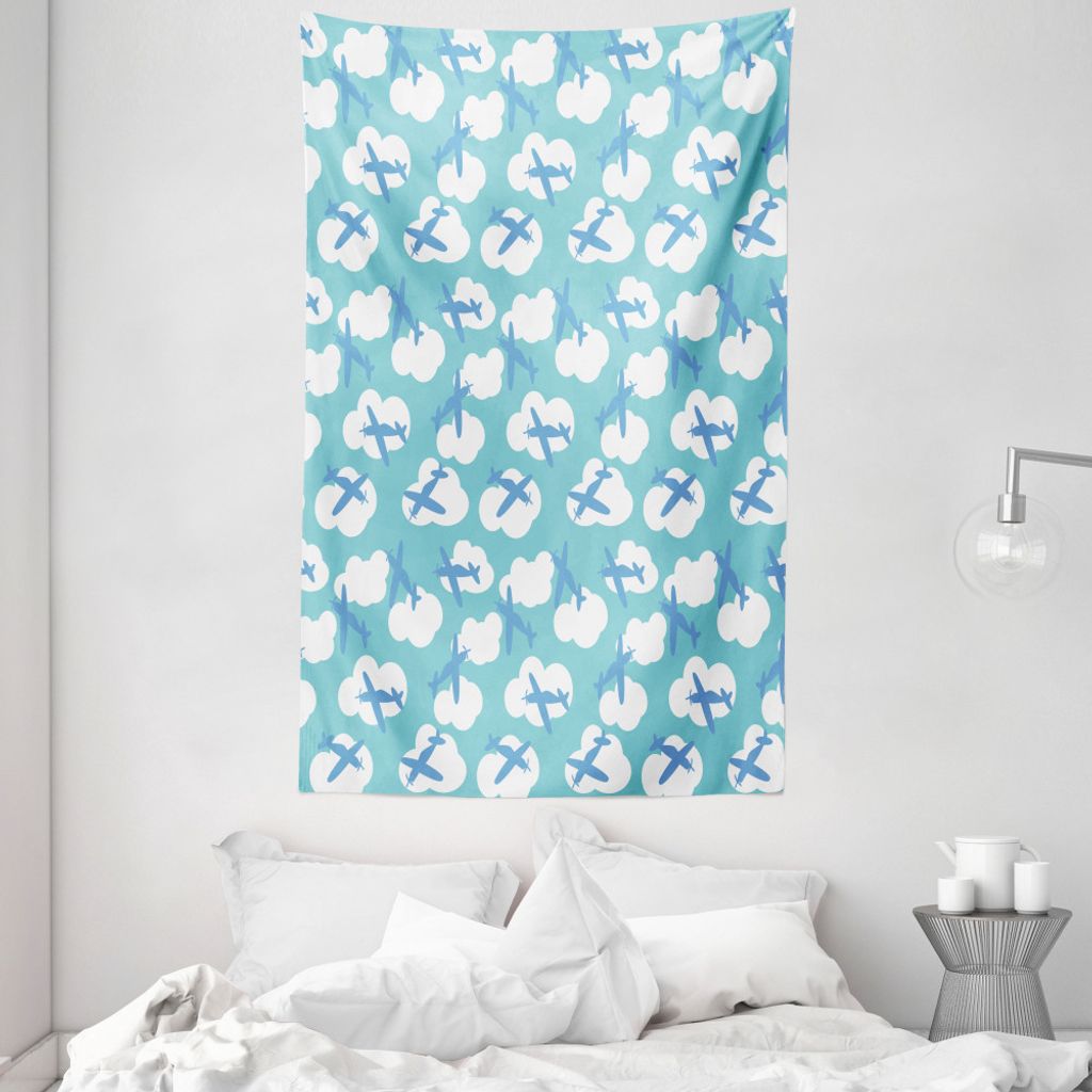 ABAKUHAUS Flugzeug Wandteppich und Tagesdecke, Baby-Spielzimmer aus Weiches Mikrofaser Stoff Waschbar ohne Verblassen Digitaldruck, 140 x 230 cm, T...